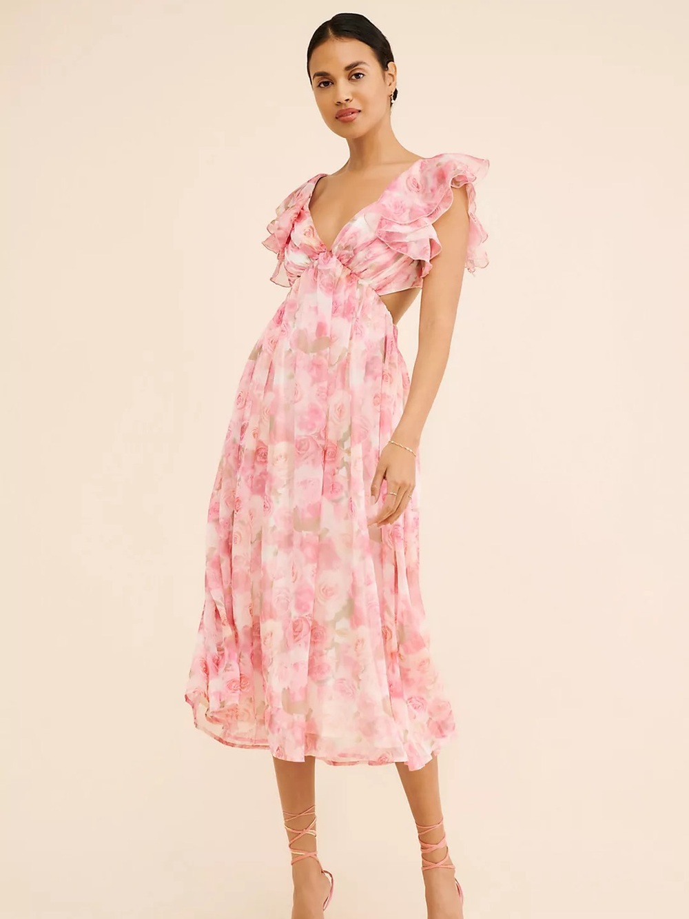 Rachel Parcell Chiffon Ruffle Midi Dress